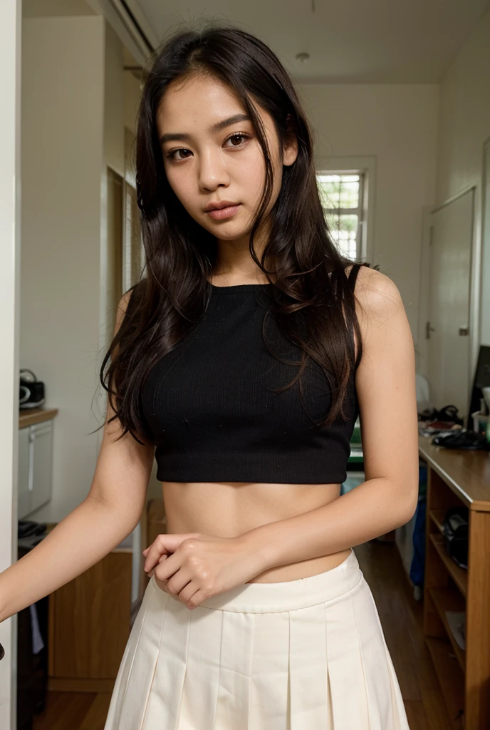 Black skinny leggings,Thin leg,Long legs,Perfect curves,Asian people,Loose top,