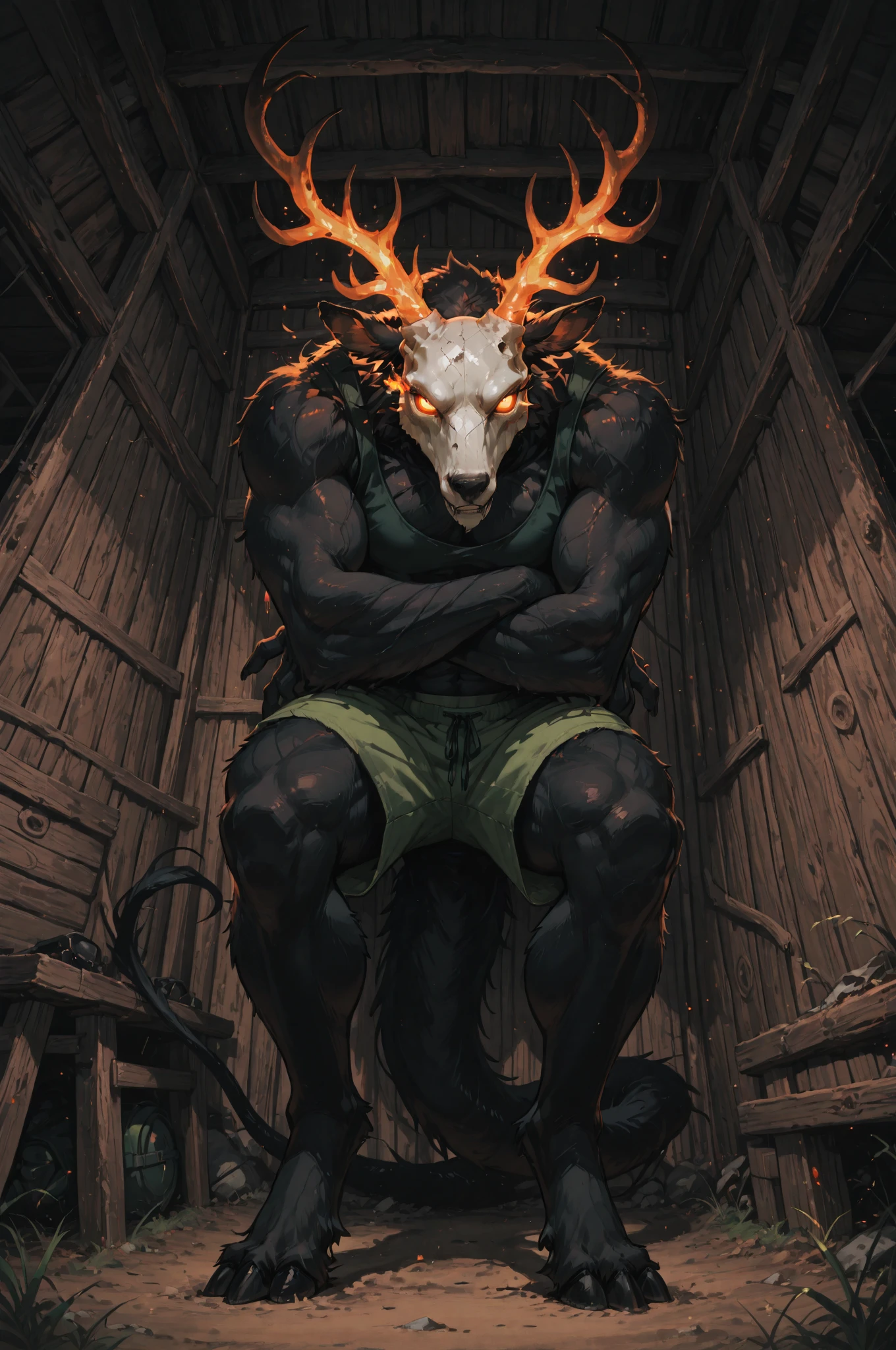 (by dangpa, by takahirosi) furry, kemono, male, nude, ahegao,Elias Ainsworth, wendigo, black body, skull head, goat horns, humanoid, gay, presenting ass, furry, ahegao, low angle view, pink asshole, bodily fluids, mating press, sweat, steam, tentacles hold, tentacle sex, anal sex, multiple tentacles penetration, legs up, manhandled, erect cock, tentacles holding dick, equine cock, saggy balls, stomach deformation,