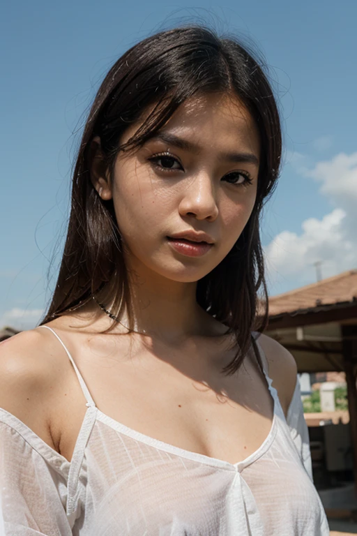 top-quality。８K-Picture。Ultra-high pixel。Rainy night on background。girl with。length hair。Wet in the rain。Wearing a white dress。The style is outstanding。(((small-breasted：1.8)))。tall、Slender but busty。One piece is also wet in the rain。No umbrella。Pain runs to the chest。Raindrops dripping from hair or clothes。Cloudy look with a slightly disgusted face。The headlights of a car driving on a side street illuminate half of the car body。Trembling fingertips。Walk slowly with dull eyes。Perfect representation of overall nuances。Autumn leaves are starting to darken。 night。A little more close-up。