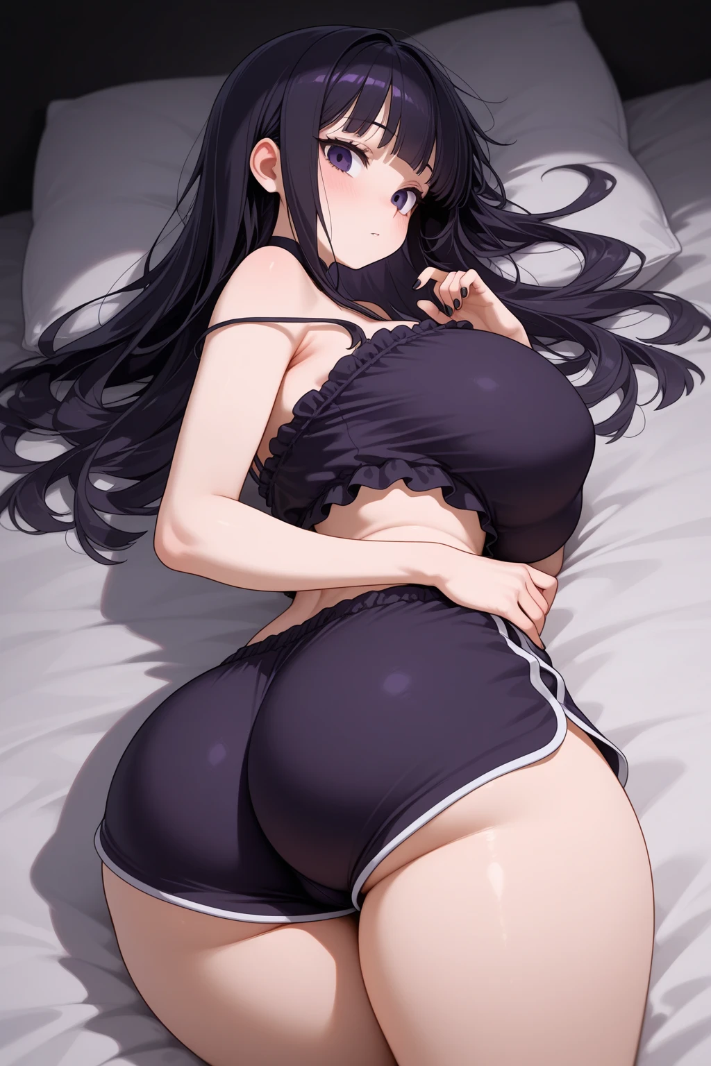 Hinata with big, beautiful breasts and a big, delicious ass, showing off completely naked on a bed in a sexy showing of her beautiful ass, that each image has a different position