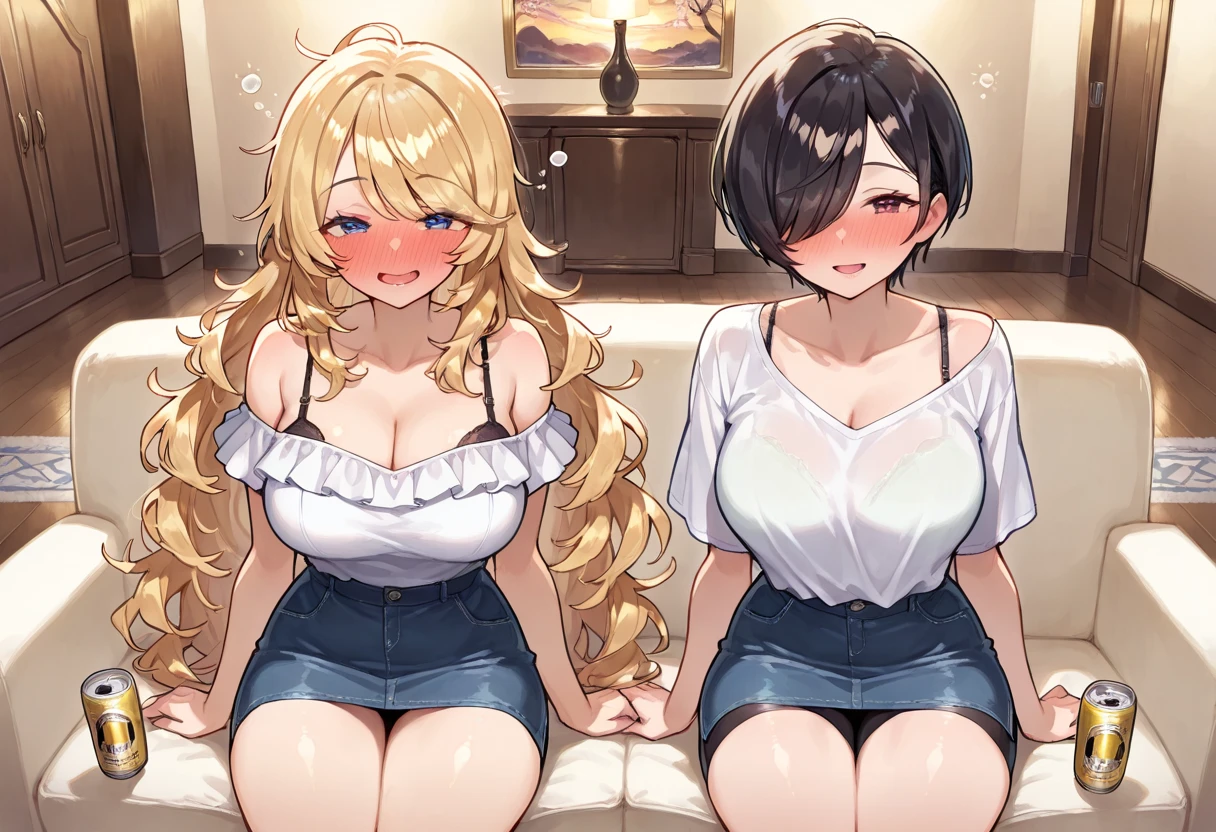 (Tabletop, highest quality, High resolution, , Perfect Pixel, 4k,), 1 girl, single, alone, Beautiful woman、I could see the whole body、 ((Black Hair, long hair)), ((Purple Eyes, Beautiful eyelashes, Realistic eyes)), ((Detailed face, blush:1.2)), ((Smooth texture:0.75, Realistic texture:0.65, Realistic:1.1, Anime CG Style)), Medium breast, Dynamic Angle, Perfect body, ((, Beige off-the-shoulder sweater、Tight denim skirt、Black Stockings、Cute Necklace、Earrings、)), Upper grades、A shy smile、Luxury hotel room、Lie on your back in bed、((Leg spread))、Angle from below、Cross your arms to highlight your cleavage、、((Pink lace panties are visible))、
