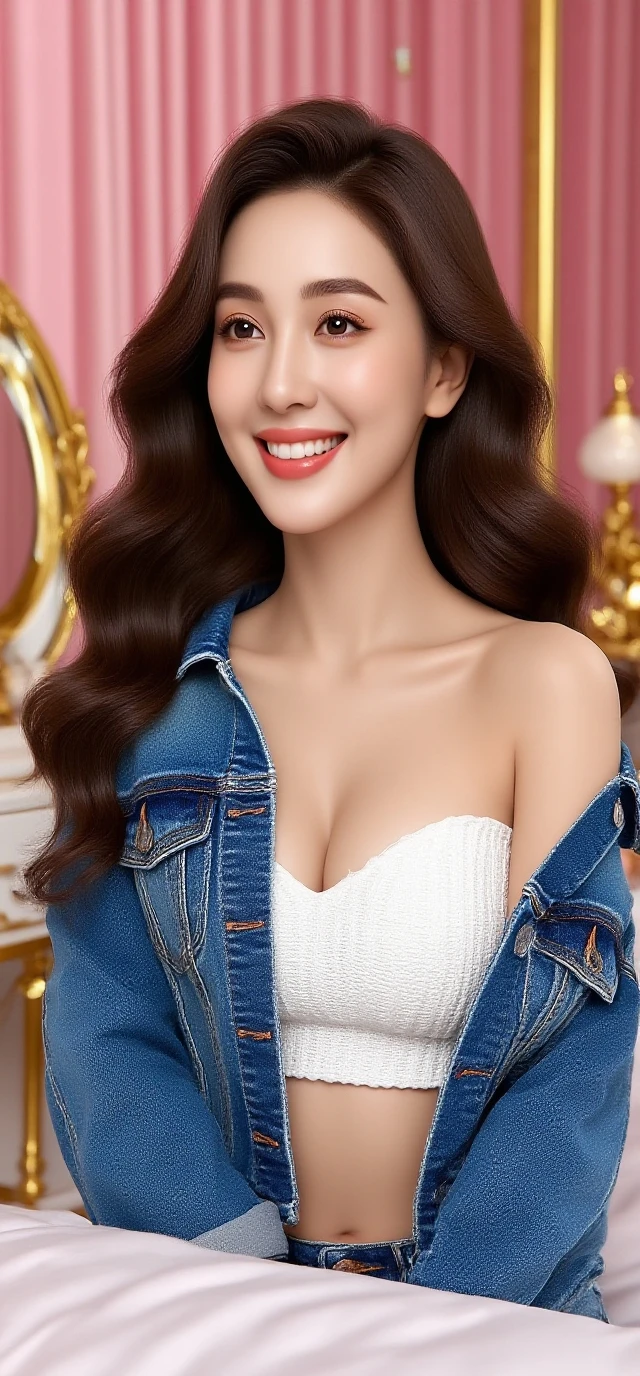 A woman with long hair in a dress, wearing long gown,V-shaped chest,Super sexy,revealing breasts,Exposed milk, Girl with long hair, with a seductive smile, beautiful and smiling,, Long hairstyle, Lovely smile, Beautiful asian woman,high qulity,Raised sexy,Very sexy, posing on a,Face the lens,looks into camera,Ultra-clear,full bodyesbian