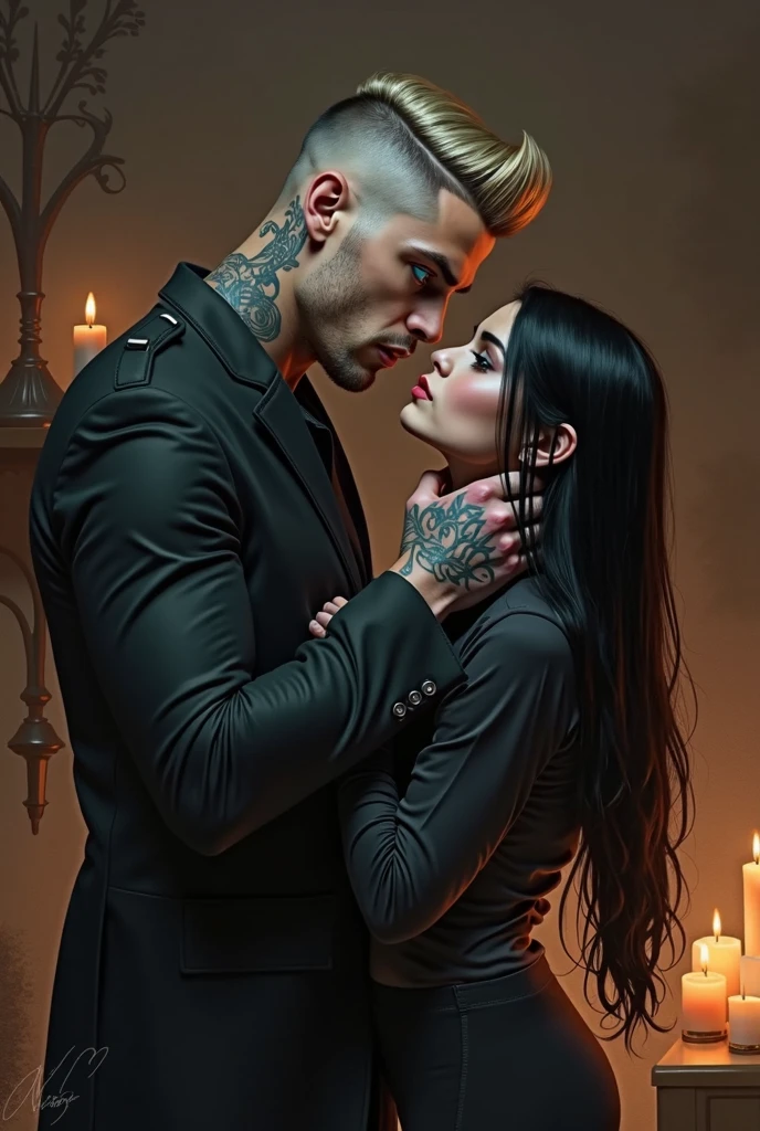 Severus snake kissing a girl with big  