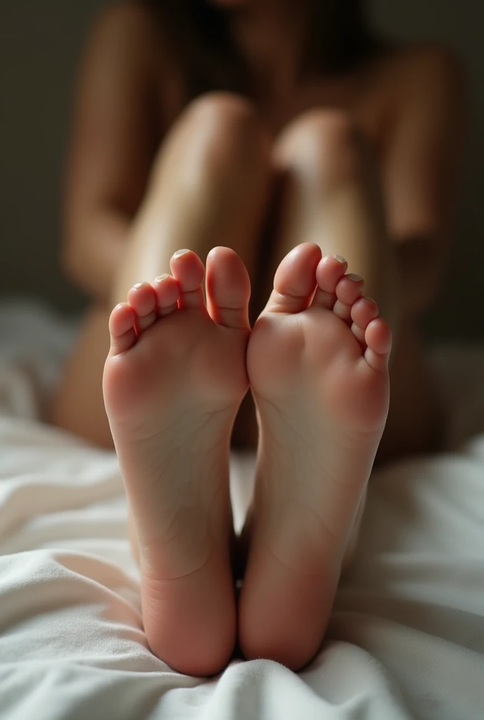 A full-body image of a beautiful woman's soles