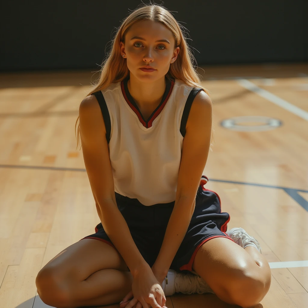 Girl White Skin with Sports clothing