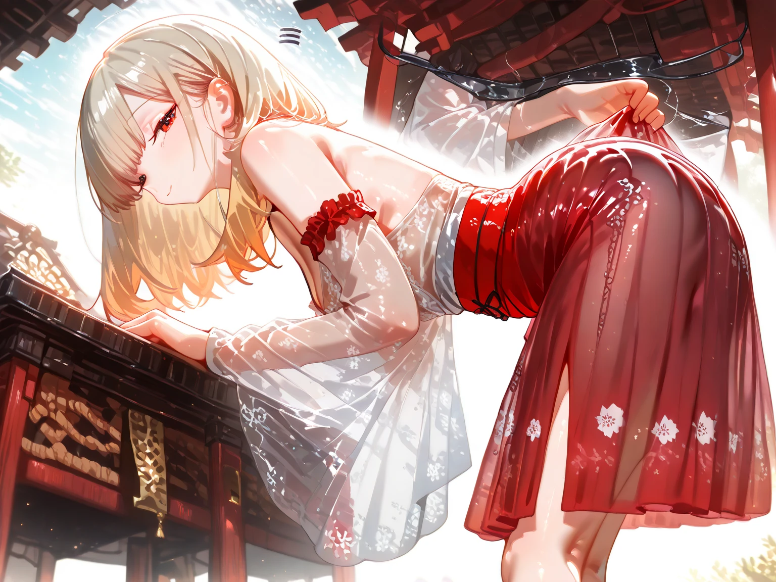 score_9, score_8_Excellent, score_7_Excellent, score_6_Excellent, score_5_Excellent, score_4_Excellent, break、Highest quality:1.2、masterpiece、Highly detailed CG unit wallpaper、High resolution、break、(((Perfect Anatomy、Unusual face and eyes、Very delicate face、Dance with your eyes closed:1.2)))、One Girl、A girl dancing in the Kagura hall、Ancient dance、Dance in a shrine maiden costume、Wooden Kagura Hall、Beautiful and fluid dance、Dance of Silence、Wabi-sabi art、Simple color tones、Dance with your eyes closed