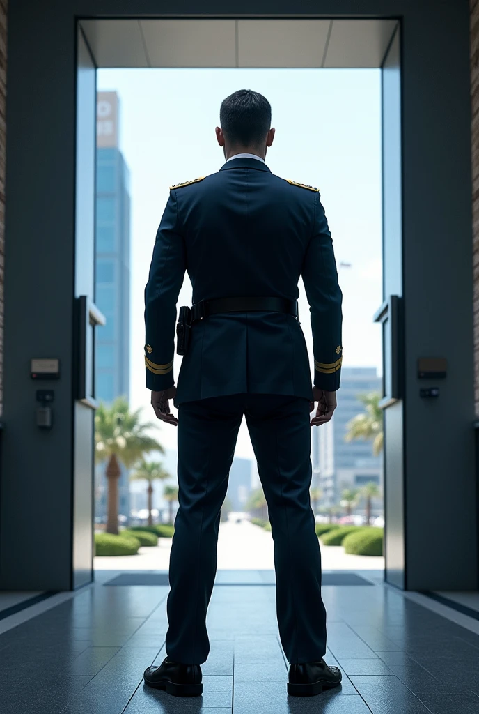 RAW photo, absurdres, high quality, photorealistic, sharp focus, airforce_uniform,
a man wearing an air force uniform, looking at viewer, upper body, pants, boots, from behind,
outdoors, sunlight,
photo realism, ultra-detailed, 50mm, f1. 4, 8k uhd, film grain,
<lora:airforce:1>