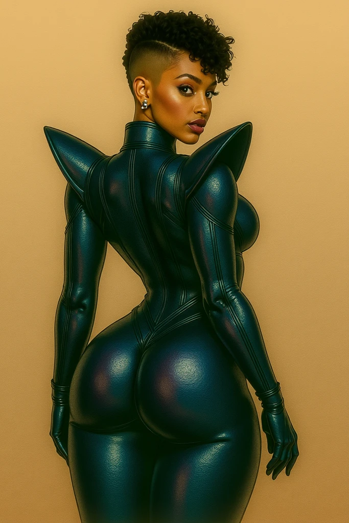 score_9, score_8_up, score_7_up, score_6_up, latex bra, latex panties, 0ut3rsp4c3, star (sky),, 1girl, alien, g4n1m3