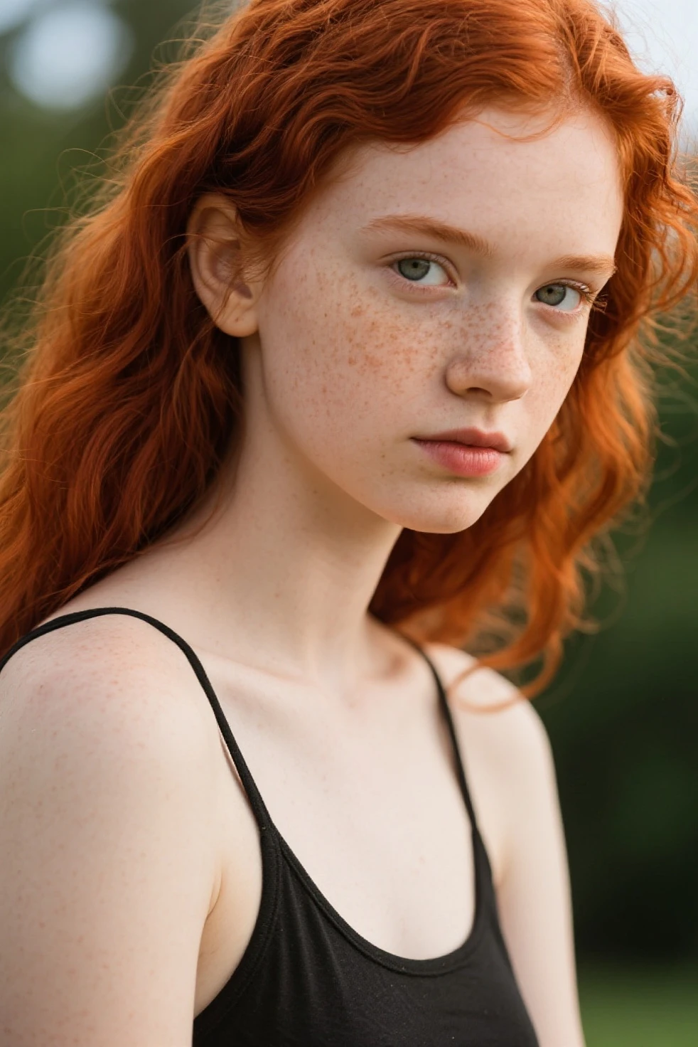 A photo of young pretty redhead freckled Karina, low key lighting, cinematic, sharp focus, intricate, dramatic light, (abstract narrative:1.1), Canon EOS 5D Mark IV, high emotional impact, experimental photography