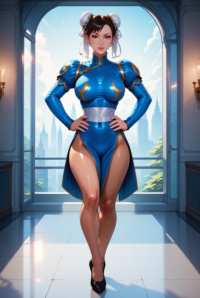 complex 3d render ultra detailed of a beautiful porcelain profile woman android face, cyborg, robotic parts, 150 mm, beautiful studio soft light, rim light, ((gigantic breasts:1.5)) vibrant details, luxurious cyberpunk, lace, ((glowing blue eyes:1.7)), hyperrealistic, anatomical, facial muscles, cable electric wires, microchip, elegant, beautiful background, octane render, H. R. Giger style, 8k, best quality, masterpiece, illustration, an extremely delicate and beautiful, extremely detailed ,CG ,unity ,wallpaper, (realistic, photo-realistic:1.37),Amazing, finely detail, masterpiece,best quality,official art, extremely detailed CG unity 8k wallpaper, absurdres, incredibly absurdres, robot, silver halmet, full body