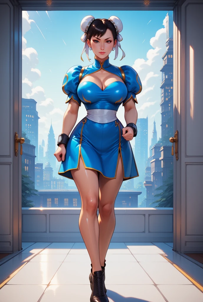 1girl, (sozinho:1.2), (Standing:1.looking-into-camera:1.3), (cowboy shot:1.5), sorrir, Feliz, at ease, (Curvy:1.2), (master part:1.3), (best quality:1.anatomia perfeita:1.4), altamente detalhado, agawa, cores vibrantes, paleta quente, Expressivo, solid shading, linear limpo, Mirko MHA, Orelhas de coelho, menina coelho, Abs, muscular female, olhos vermelhos, dark skinned female, pele escura, orelhas de animais, (cabelos brancos:1.2), (Sobrancelhas brancas:1.1), (cabelos longos:1.3), (vestido curto:1.3), coxas nuas, vestido apertado, vestido de coquetel lindas nuvens brancas:1.nuvens fofas, white sky