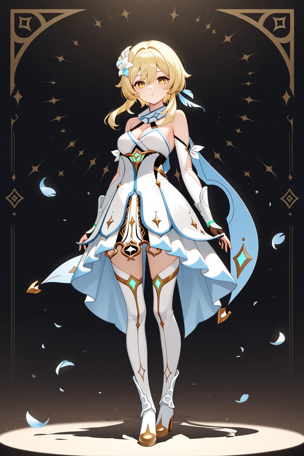 Head to Toe,whole body,Overall image, looking at viewer, upright, arms at side, concept art, A young woman with long light blonde hair is standing facing forward。, alone, Red Eyes, smile, simple background, blush, bangs, Wearing lace-up shoes,Wearing gloves,Dragon Princess, wrist set