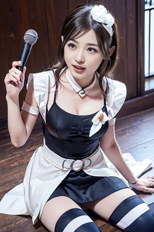 (Very delicate and beautiful:1.2)super model,,Big Breasts,Beautiful breasts,voluptuous,【bike shorts】,,【3girls】,,Highest quality, High resolution, 8K,Kick in a hurry,Maid clothes,mini skirt.Three Girls.Two girls high-kicking a man