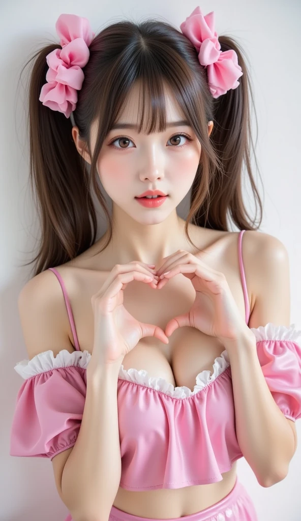 Show her pulling her panties of with heart pasties on her nipples