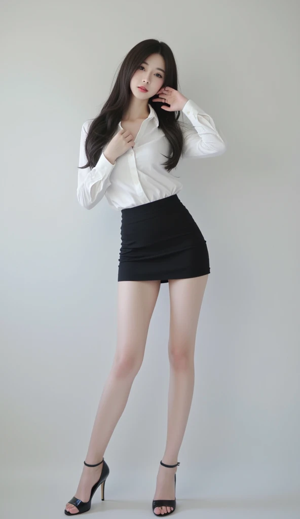 (best qualtiy,A high resolution,tmasterpiece:1.3),one pretty woman,Dark brown hair in loose wavy styling,Beautifully rendered details in face and skin textures,Detailed eyes,二重まぶた
