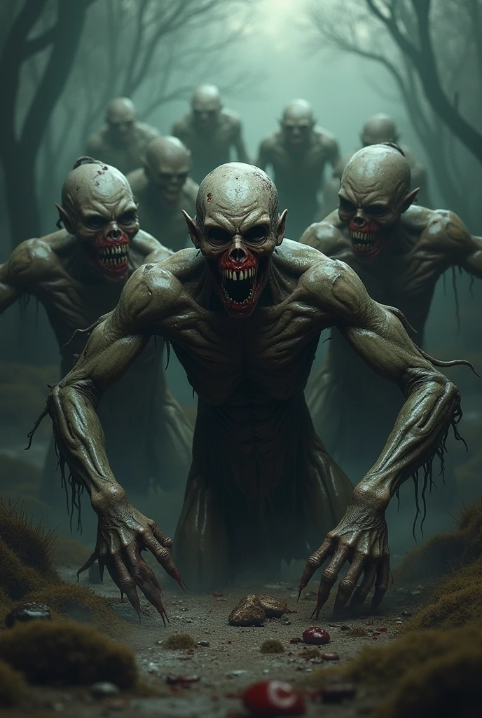 3face man in dark alien without skin