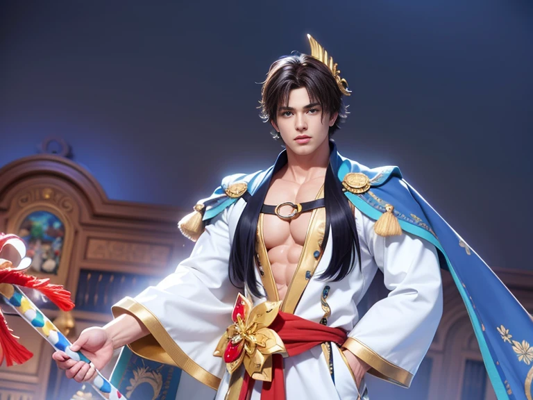 (Martial arts style works),(quality),(height)   ,1 boy,light black eyes, short dark white hair., alone,(A detailed background of a young boy.),The face is handsome and detailed..,fairy tale,(human race),The body is large and shiny....,Image of the creation of a dark magic camp,light narration film,cannot&#39;Can&#39;t see the view.,cannotมองวิว..,light and shadow,Wear beautiful traditional Chinese clothing with perfect details...(No pants),Dressed in beautiful red and white traditional Chinese clothing...,Fine jewelry website, style,hand element,, There was a delicate turquoise ring surrounding the darkness element behind it.