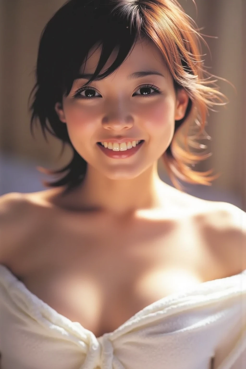 ((Beautiful Japanese full nude body girl:1.3)) ((In the classroom:1.3)) ((thin_fabric:1.4)) ((Random sexy poses:1.3)) ((Sweaty:1.5))((Blushing:1.4)) ((Beautiful breasts:1.4)) ((close:1.2)) highest quality,masterpiece,Ultra-high resolution,(Realistic:1.4),RAW Photos,(Real skin texture:1.3),(Film Grain:1.3),Panorama,Character Portrait,Very wide shot,Tight waist,Cowboy Shot,(In the Dark, Deep Shadow, Modest, Cold Light,) night,(()),Tears flow,,Dust,Tyndall effect,(Performance),One girl,Beautiful and detailed eyes and face,White Jabot,Brown eyes,((Brown Hair:1.2)) ((whole body:1.3)) ((smile:1.3))