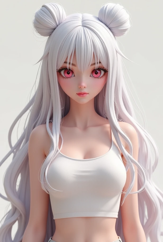 10 year old girl，Milky white long hair，Red Eyes，Very large breasts，((3D anime style))，revealing clothes，Bold Pose，