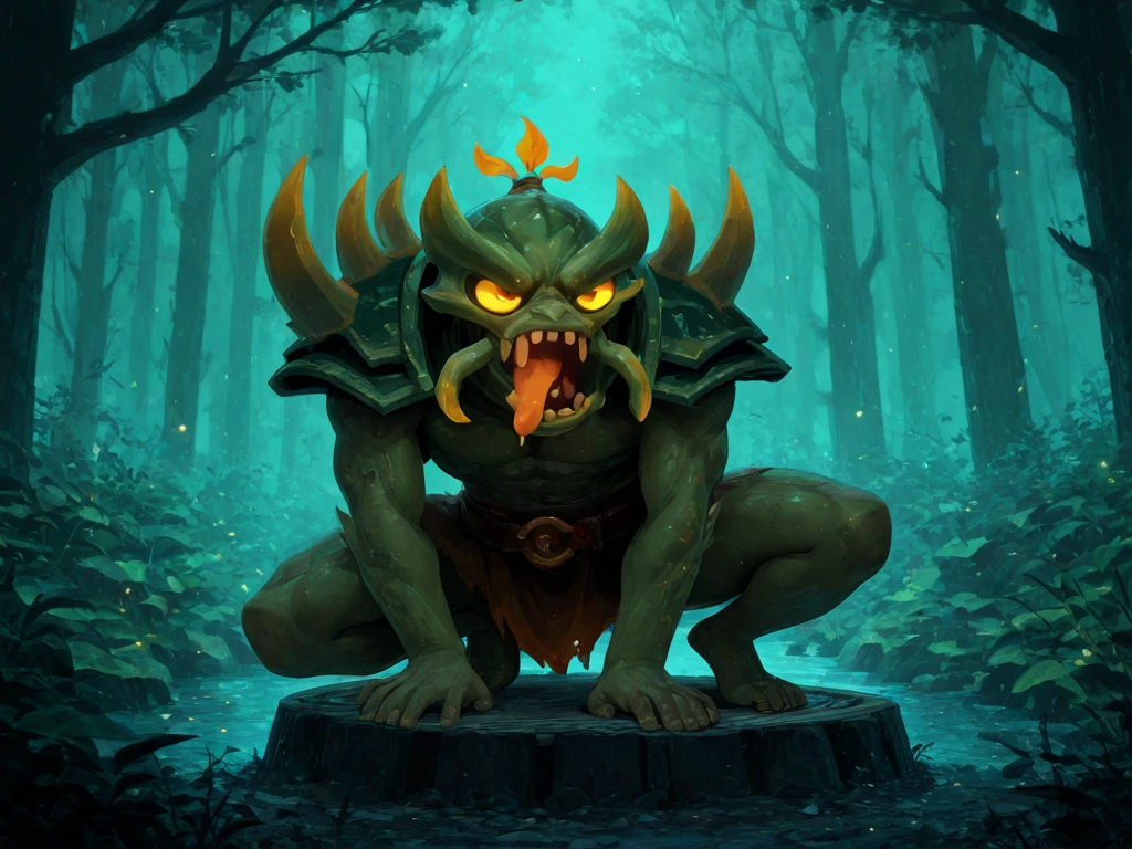 troll,Chibichara,Anime characters,In the dimly lit forest, Troll Design, A type of fairy in Norse lore.。「prankster」And「Annoying to do bad things」It has the meaning of。