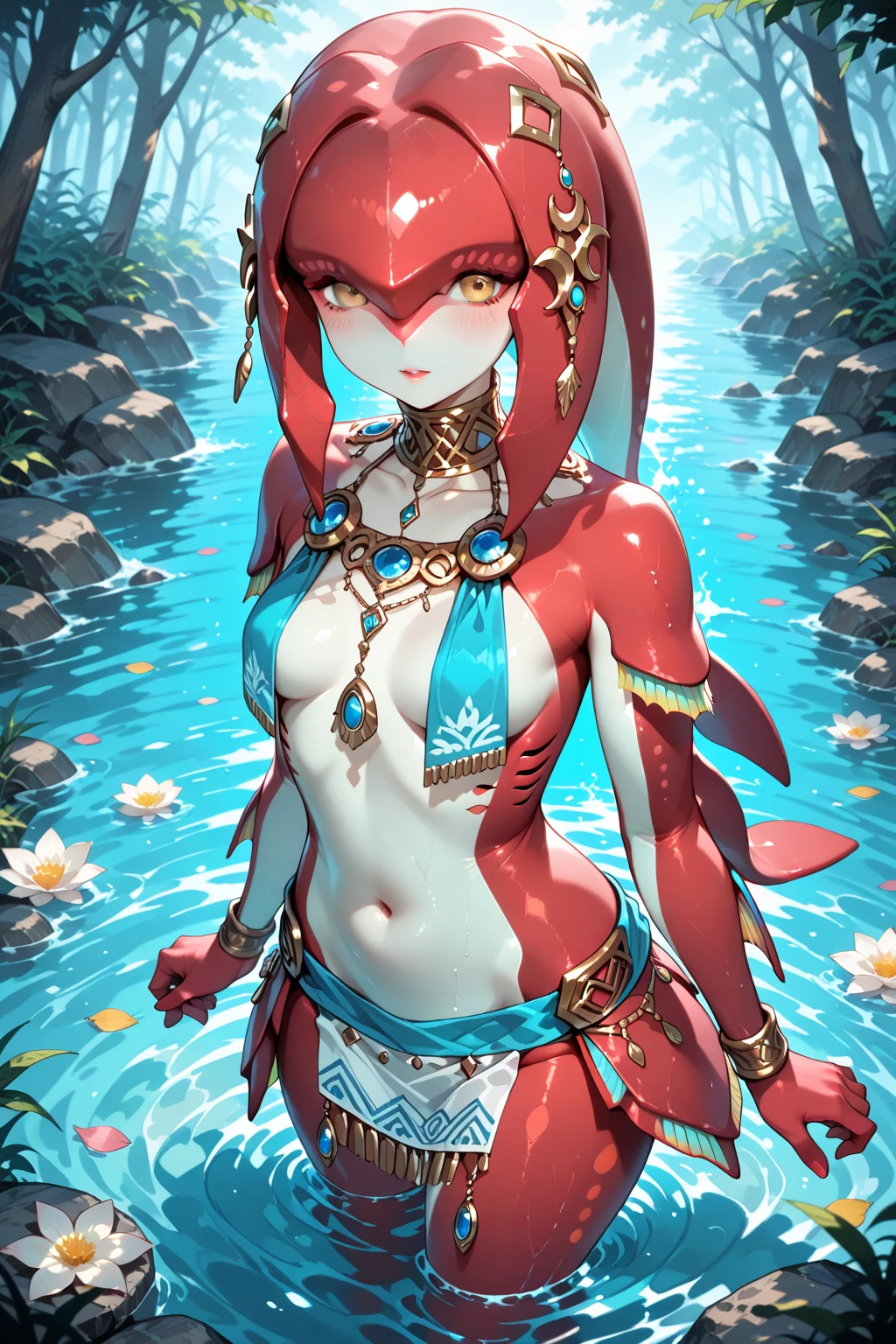 1girl,solo,mifa,looking at viewer,Illumination,Smile,fluttering clothes,Water,Wet,Half-body photo,