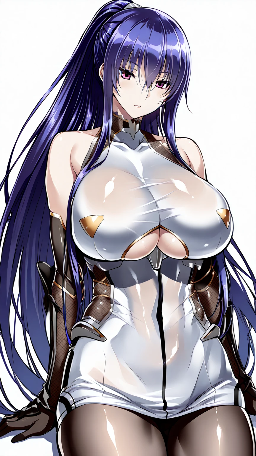 Black Hair、Straight Long Hair、Taimanin Asagi、Asagi Igawa、Mature Woman、Shiny Hair、((Super huge breasts 1:1.5))、Tight waist、Small waist、Glowing Skin、Angelic suit、eight-headed body、Beauty、