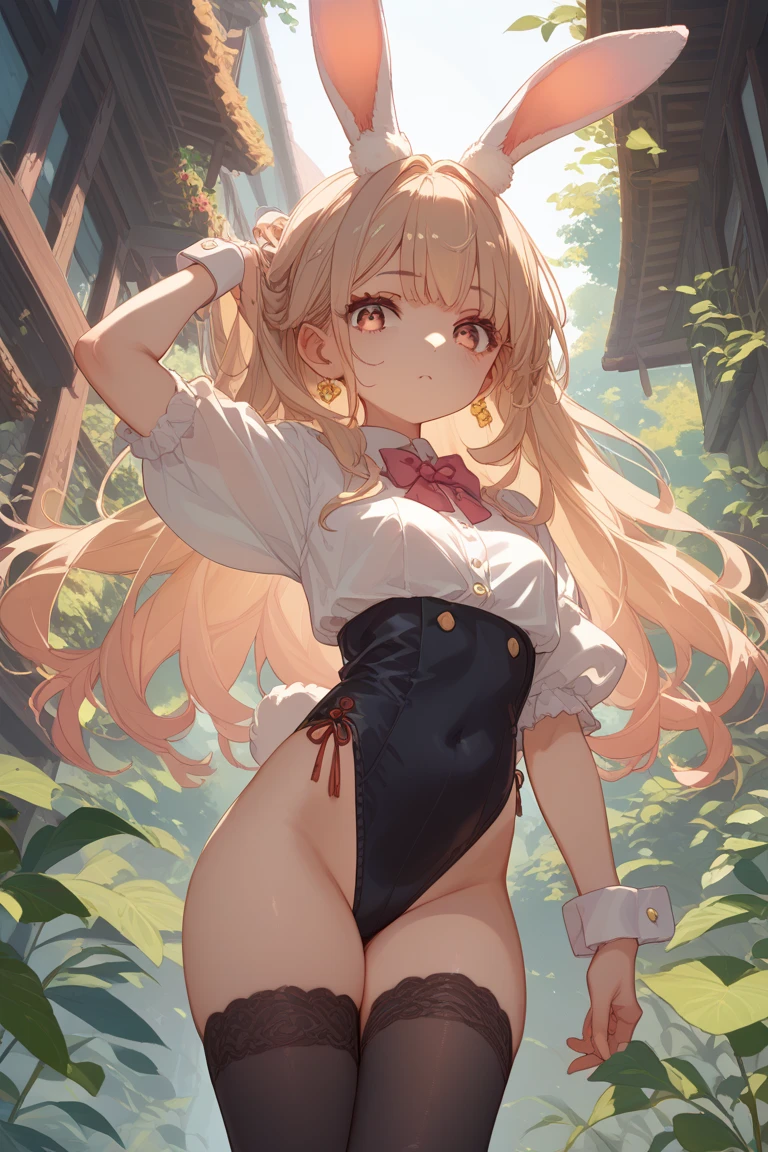 Masterpiece、Highest quality、Highest quality, (long and thin legs, shoes:1.2), 1 girl, (smile、Open your mouth大笑い:1.2), Cute eyes, (Detailed face:1.3)、Open your mouth, The whole face turns red, alone, Oversized breasts, Big and ample breasts, (Straight bangs, Twin tails), White maid outfit、(Bust only super micro bikini:1.2)、Side bust、Underbust、belly button、Walking the mansion&#39;s corridors、nsfw、shoes下