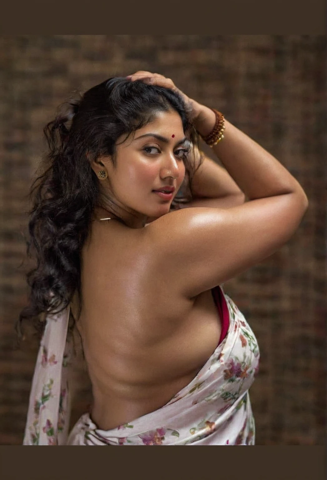 Sexy lady flaunts her sexy bare back, attractive feminine curve, Foto RAW, photorealistic, photography, full body shot, master shot, perfect eyes, goddess like beauty, pierced eyes, perfect thick chubby mallu Desi aunty bhabhi, Wearing a Stanapatta, a chest-band.Saree model, model Photography, Indian saree shoot, Indian traditional wear advertising photography, traditional wear brand shoot, face of Indian actress Sonakshi Sinha, masterpiece, realistic, realism, incredible details, pleasure, photorealism, detailed skin, skin pores, high contrast, photorealistic Artstation 8k HD digital art trend of high definition and detailed realistic skin texture, ultra detail, realistic skin texture, armature, best quality, ultra high definition, (photorealistic:1.4),, high resolution, detail, raw photo, sweat, Re sharp, by Lee Jefferies Nikon D850 Film Stock Photo 4 Kodak Portra 400 Camera F1.6 Lens Rich Color Ultra Real Realistic Realistic Textures Dramatic Lighting Unreal Engine Trending at Art Station Cinestill 800,(pele altamente detalhada: 1.2), 8k UHD, DSLR, soft-lighting, alta qualidade, grain of film, Fujifilm XT3,she didn't like to wear blouse or bra, she is happy to wear only saree, she hates blouse or bra, detailed hairy armpits, hyper realistic skin, skin pores, sweat, veins, The open back looks attractive in a saree without a blouse, appealing figure, appealing body language, her full body is drenched in oil which makes her Hot sensual, aesthetics,