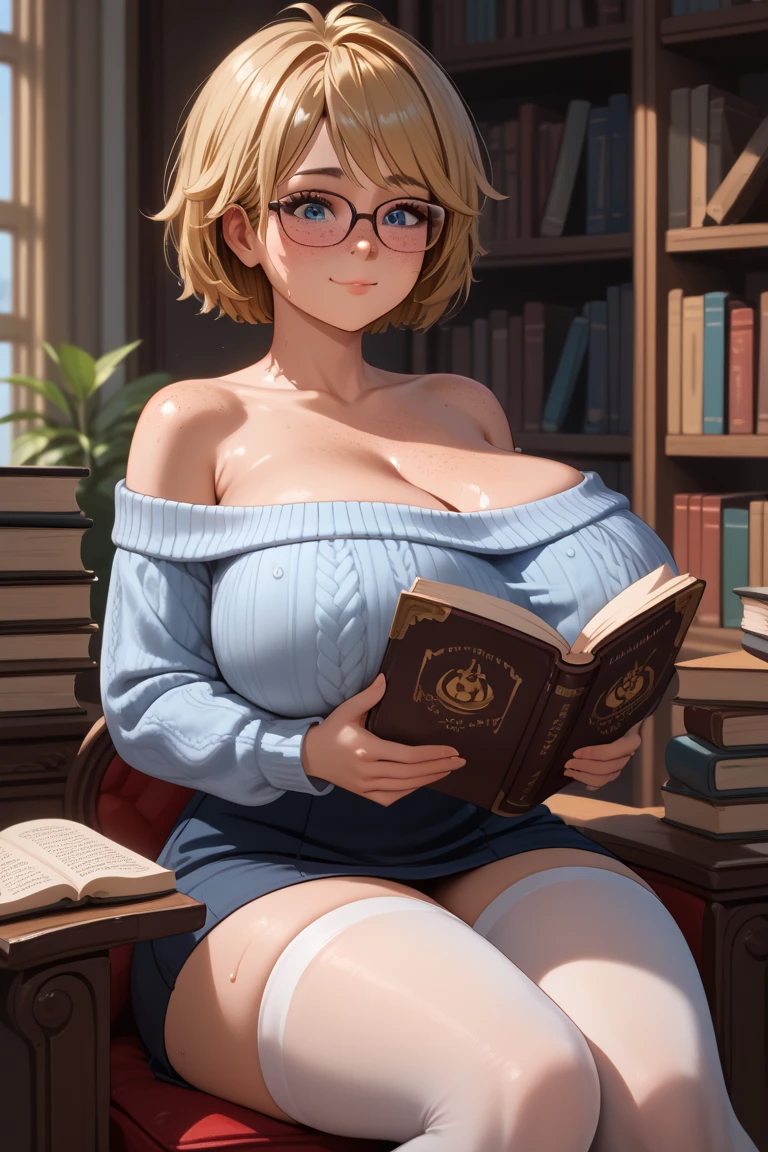 Emma Watson, (masterpiece quality, (masterpiece quality:1.3), realistic, (realistic:1.3), 1girl, (1girl:1.9), solo, (solo:1.9), in a library, bookshelves in background, naked breasts, (naked breasts:1.9), naked body, (naked body:1.9), wearing choker collar, wearing glasses, big breasts, (big breasts:1.5), thin body, ahegao, (ahegao:1.5),