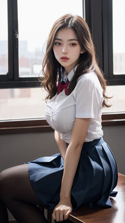 Highest image quality、8K quality、masterpiece、professional writing、(Two big breasted women are standing:1.4)、(Super big breasts compressed with clothes:1.2)、Whitening skin、Shining blue eyes、(A tight pure white shirt that completely covers her huge breasts)、Crimson Ribbon Tie、Amazingly short super mini pleated tartan check skirt、(The upper body is hidden by the shirt and no skin is visible.)、(slim waist)、above the knee、Skirtliftv1、(Beautiful butt:1.4)、(Super big breasts straight ahead composition:1.2), (white panties)