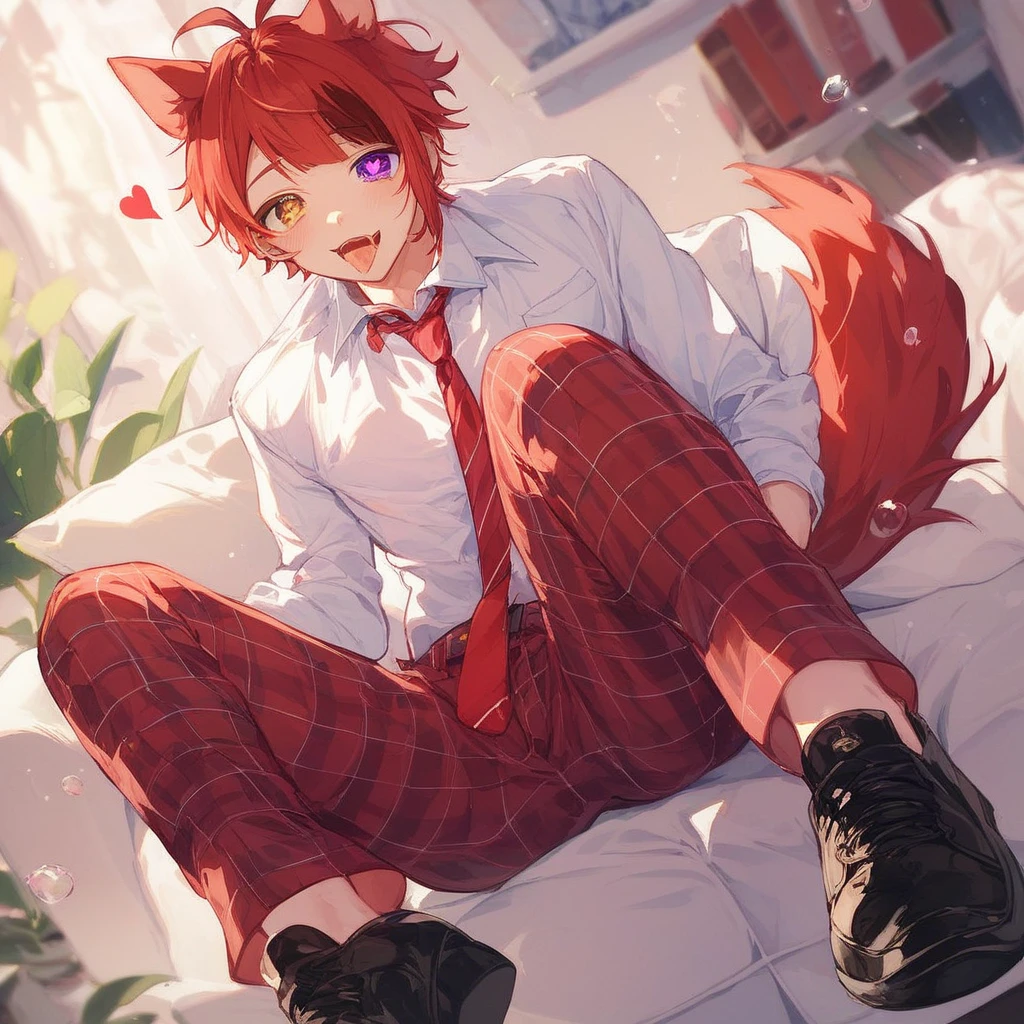 Red Panda Boy,super high quality,Very detailed,High resolution,Cute art style in anime,(Cheerful teenager,13 years old:1.3),alone,single,tears,cry,the last time,sorry,A lot of tears from the eyes,bed,Pajama outfit,night,Put a red collar around your neck,