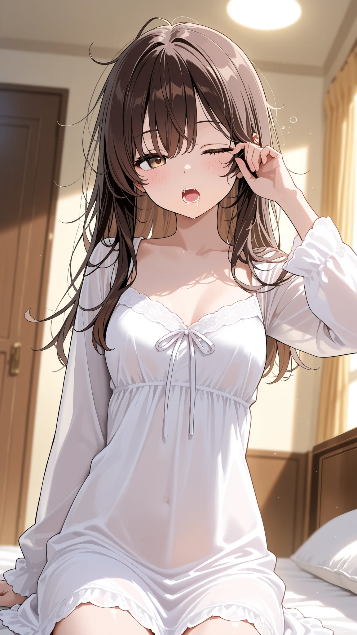 nsfw, Highest quality, (beautiful), Brown Hair, porn