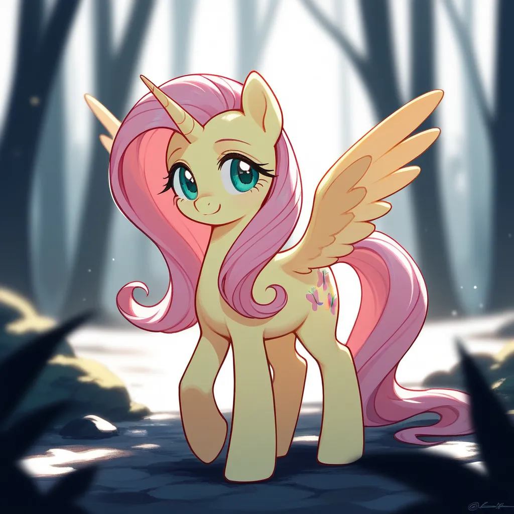 score_9, score_8_up, score_7_up, (rating_safe), solo, pony, fluttershy cute, adorable, wearing emo clothes, looking up, wing fluff, smiling, happy, full body, solo,g4,butt,crescent moon,digital art,dock,ear fluff,ethereal mane,2d, base, full body, full reference,piercings, curly hair, mlp style, pony fluffy, night, forest, galaxy, sky, stars, pencil sketch pink hair green eyes yellow fur wings Vagina back view