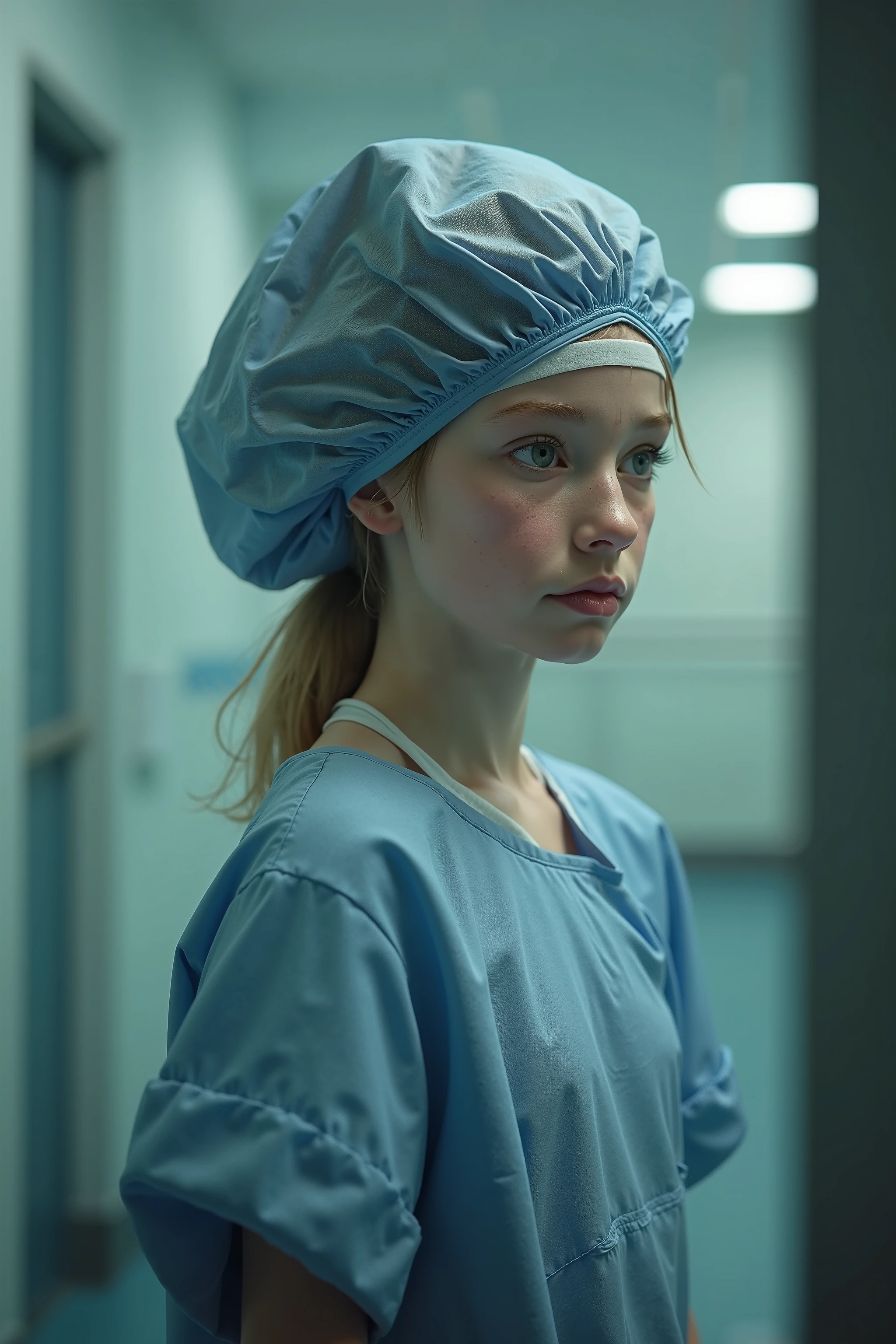 (girl, Twin Tails), The scene mainly depicts a girl in a clean and tidy medical room, with her ponytails neatly tied behind her head. She is exploring equipment with curious eyes, and the background is a medical room filled with equipment, full body, (Photography, Raw photo), panoramic view, award-winning, cinematic still, emotional, vignette, dynamic, vivid, (masterpiece, best quality, Professional, perfect composition, very aesthetic, absurdres, ultra-detailed, intricate details:1.3)