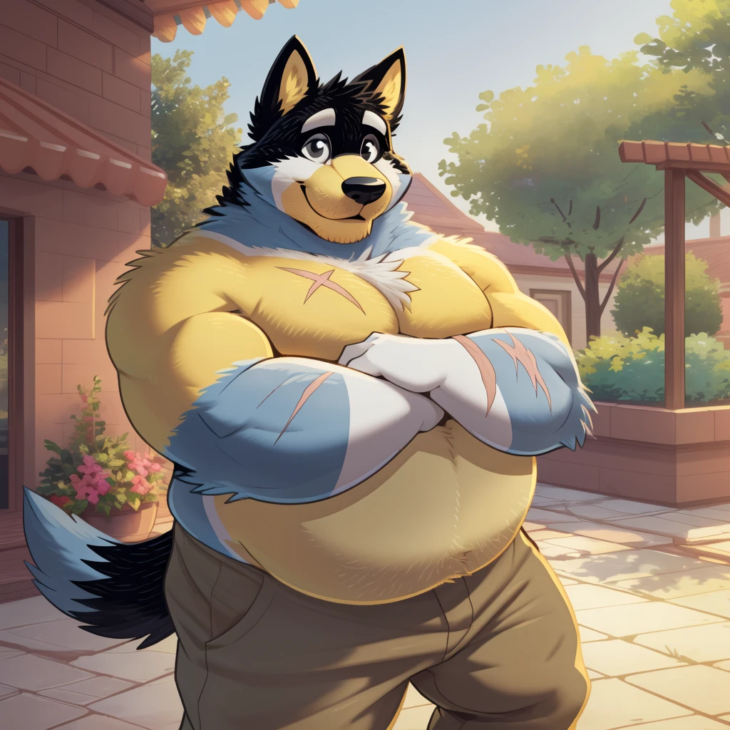 standing alone, mascle (((wolves, looking confused, cuddly, muscular, huge pecs, gray body, gray legs, Gray arms, gray head, gray ears, ears raised, juicy pecs, bubble , pink , long muzzle, looking shy, gray fur, eyes browns, Kale))) room, standing (mascle focus, eye focus) black collared, collared, hand scratching behind head, standing, detailed hands, detailedeyes, face detailed, detailed arms, detailed bulge, detailed ears, blue jocksrap, Athletic Belt, by DarkGem, by Mystikfox61, por glitter trap boy