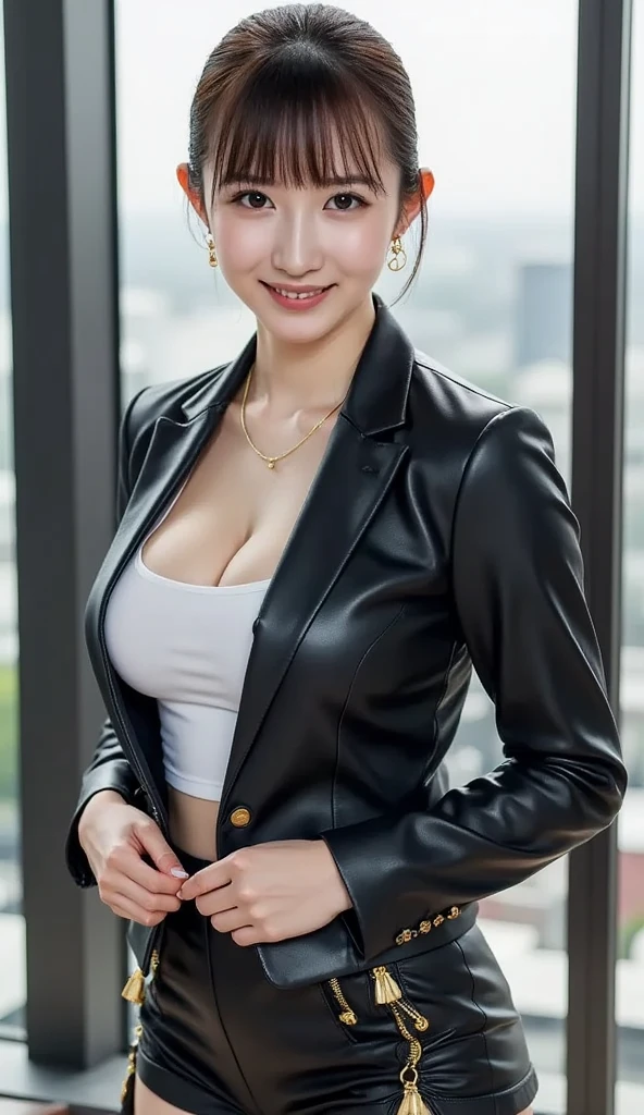 ((Best Quality, 8K, Masterpiece:1.3)), (Large Breasts:1.3), (Huge Breasts:1.3), Reality, (detailed:1.4) A woman with black dress posing at the room, standing, cleavage, long hair, wavy hair, brown hair, detailed hair, beautiful woman, a woman with eyes shadow and double eyelids, detailed face, perfect body, nice thigh, thick thigh, nice booty, perfect butt, 1girl, beauty earing, beautiful alluring woman, maya fey from ace attorney, seductive girl, beautiful alluring girl teen, attractive girl, UHD, Ultra Realistic, extremely detailed, tfft, curvy, Body, Chubby, 12, Belly, mature female, wedding dress