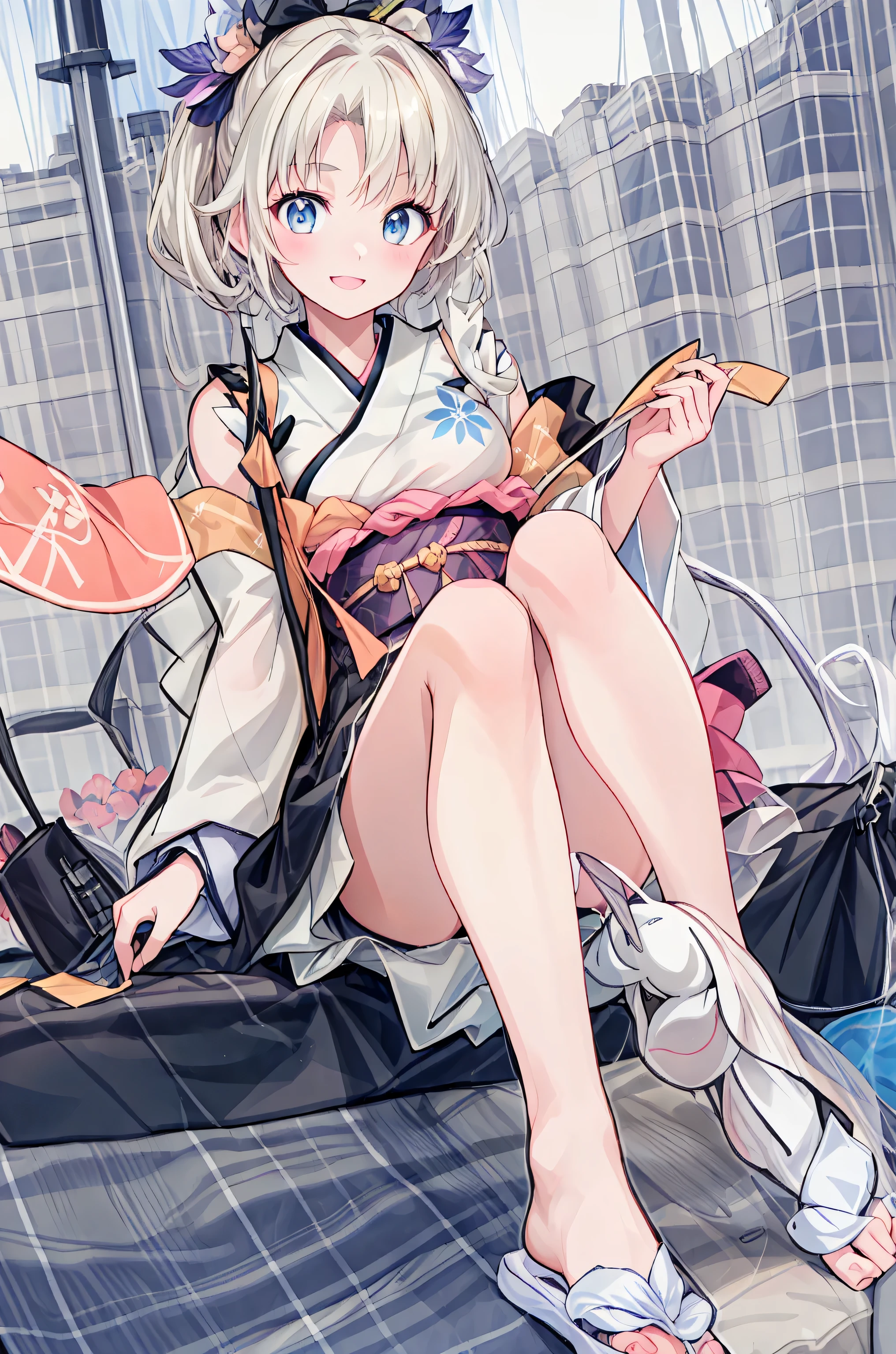 (( masterpiece)), ((top quality)), ((top quality)), (( very detailed)), ((8k CG wallpaper)), ((arms like {x} delicate and beautiful)), ((shape)), (high resolution), girl on the left、(((   Tokyo   の風景:2.0)))、(((  Tokyo  tower:3.0)))，Around Town ， My hair，Shortcut，  開口部のあるぼやけたMy hair，短い編み込みのMy hair， neat ，  slender beauty ，  correct posture， small breasts，beautiful legs， Her enchanting grayish blue eyes shine like stars，  Saggy Eyes  ， bright color, Beautiful Eyes,繊細なsmile,textured skin,  top quality  ,   Gentle , beautiful woman ,  anime style､ー、smileでピースサイン、対照的な前My hair， highlight、  fluffy、すべてのMy hair型、、smile、cute、  photorealistic，   Tokyo   ，   Tokyo   のビル街，   Tokyo   タワーが見える， cityscape，