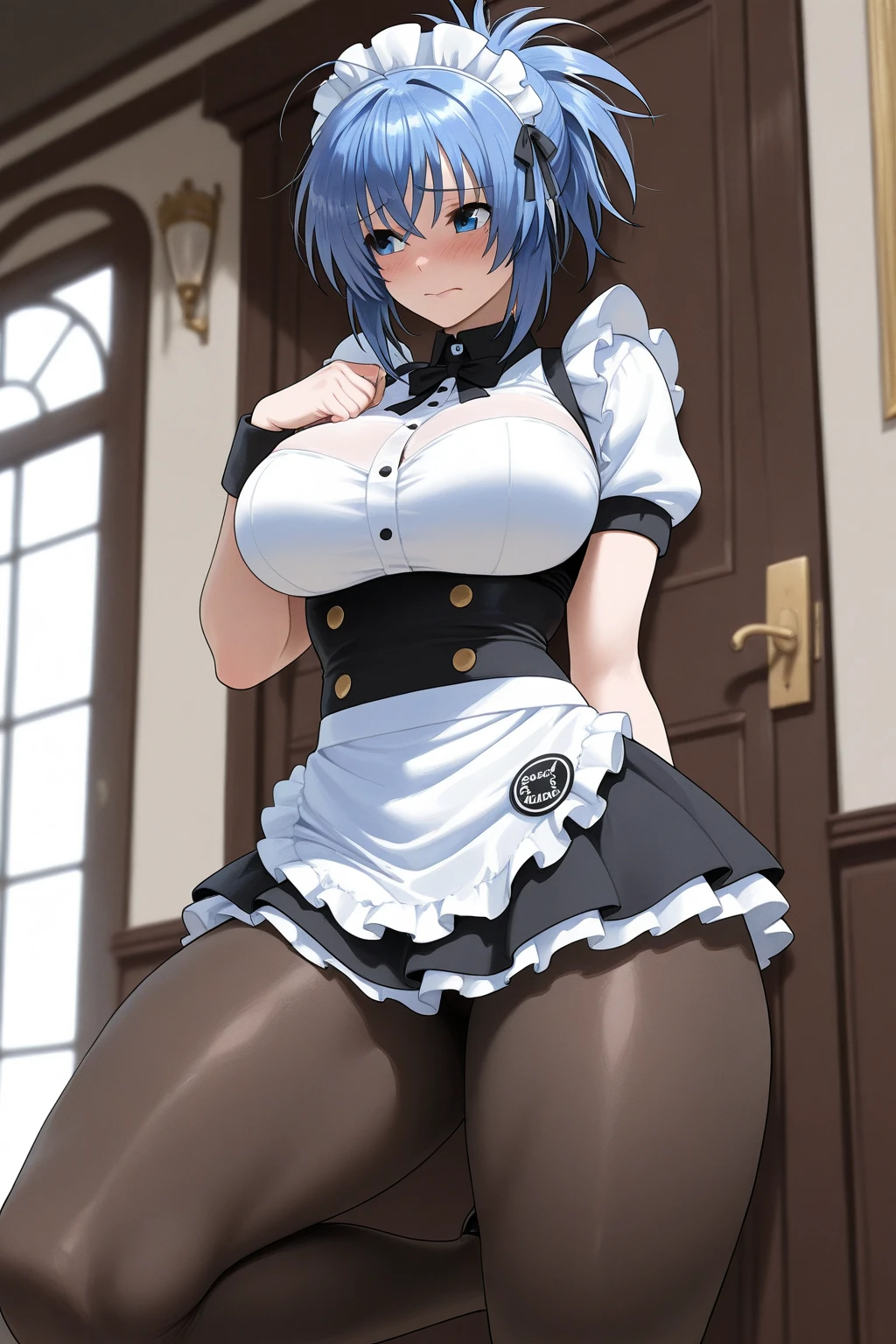 Re:Zero&#39;s Rem、light blue hair、short hair、table top、High resolution、many girls multiple girls、large crowd、lots of cute girls、big and full breasts、naughty body、See-through、throw、、whole body、Are standing、Look up at me、confused face、blush、black pantyhose、female shape&#39;Private parts are clearly visible、I can see your nipples、white shirt、navy check skirt、micro mini skirt、very short skirt、Department store、shop、Many people々々、in the crowd、bare chest、show your chest、while holding the tray、place the chest on the tray、Upper grade、A lot of milk comes out from the nipples、Breast milk gushes from the nipple、cat ears maid clothes、blue gingham maid outfit、With cup 、Breast milk drips from the nipples、Breasts wet with breast milk、The shape of a woman&#39;s private parts is clearly visible、close up of chest