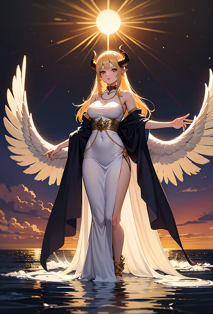 穿着华服的神明Strike a pose拍照, Ancient mysterious sexy goddess, Traditional beauty woman, Beautiful female warrior god of war , Beautiful sexy goddess, Gorgeous role-playing, high, Beautiful young girl, Beautiful woman, 华丽Beautiful woman, Complex clothing,Chinese Mystical Aesthetics, Beautiful Asian ancient mysterious girl, Extremely detailed shot of the goddess, Jaw-dropping sexy beauty, Big breasts deep neckline sexy belly button(butt), (bedroom), (Sexy Girls), masterpiece, best quality, Bangs, blush, Chest, clavicle, Eyebrows visible through hair, (Gradient red and gold hair), Jewelry, Long hair,Bright Eyes, ring, (solitary), illustration, fashionable, miss, Strike a pose, background, element, confident, Express, Accessories, majestic, striking, key point, Dynamic poses, ((plump)), (black))Woman in transparent dress,Viewer,(((Full breasts, Keeley University))),Slim waist,(Navel exposed,Bare waist), Long hair, extreme detailed details, Detailed fantasy art, Stunning character art, Beautiful and exquisite character art, Beautiful transparent dress, Very detailed, Large Breasts,饱满Chest,Golden ratio figure,Perfect body,Ultra wide-angle shooting,Full body shot拍摄,Body close-up,Full body shot,Wearing a pleated tulle skirt,柔和动漫illustration, 柔和的深色background,Fujifilm XT3 Clear focus, f 5.6, High Detail, Clear focus,(Wearing openwork clothing),, (Natural light), (Tempting)translucent, Good velvet quality, Compared, Divine Light,, Silver hair, 天空background, Absolute Strength,Female Shinmei,穿着性感丝绸的Female Shinmei,,Large Breasts,饱满Chest,Golden ratio figure,Perfect body,Ultra wide-angle shooting,Full body shot,Body close-up,Full body shot, Wearing a tulle dress, Model shooting style, Large Breasts,饱满Chest,Golden ratio figure,Perfect body,(Extremely detailed CG 8k wallpaper unit), The most beautiful artistic photos in the world, , 8K Ultra HD, ) on the beach,Sexy lazy posture,Sexy seductive expression,best quality,masterpiece,Ultra-high resolution,(Practical:1.4),original photo,Ultra-high resolution