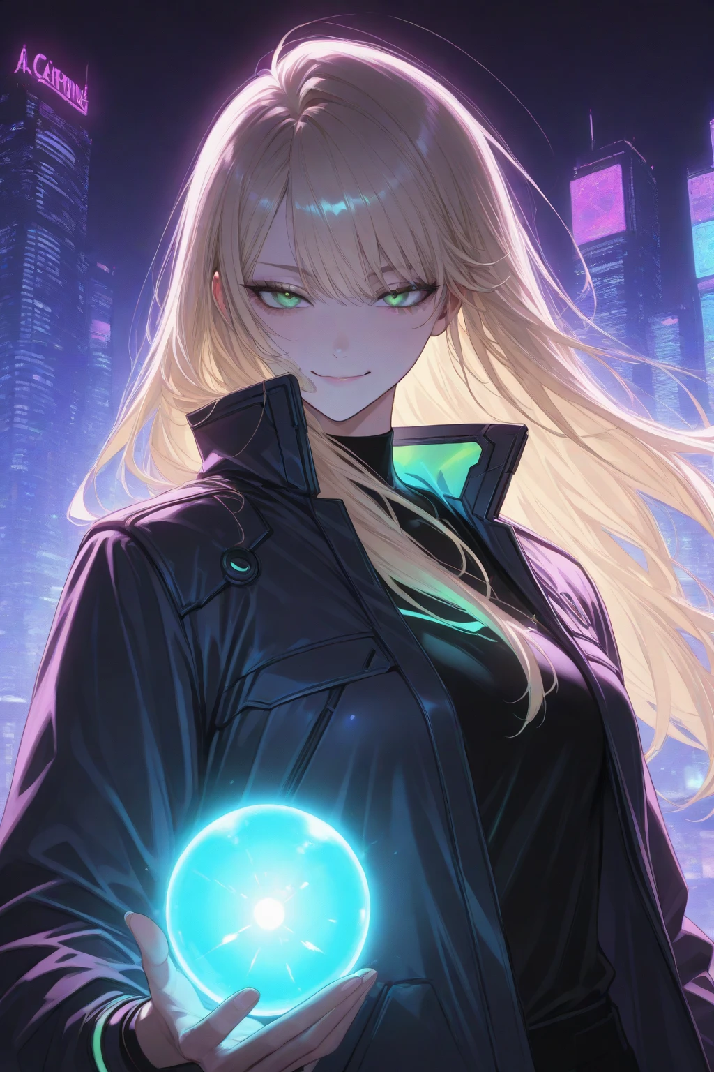 1girl, blond hair, cat_ears, animal_ears, solo, dark_skin, tan_skin, foggy neon futuristic, summer jacket, sakura falling, portrait style, looking_at_viewer, cinematic lighting, eyeliner, makeup, emotional, highly detailed, wide shot, sharp focus, ring light, rim lighting, octane render, ring light, rim lighting, nvinkpunk, samdoesarts