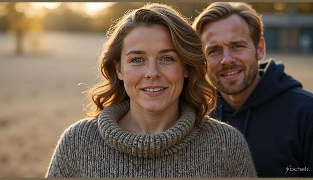 Happy family enjoying a scenic sunset on a majestic mountain.