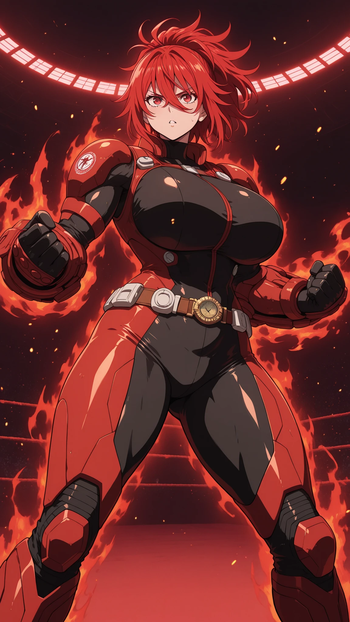 athletic build massive breasts pale skin black hair yellow eyes sad frown long hair