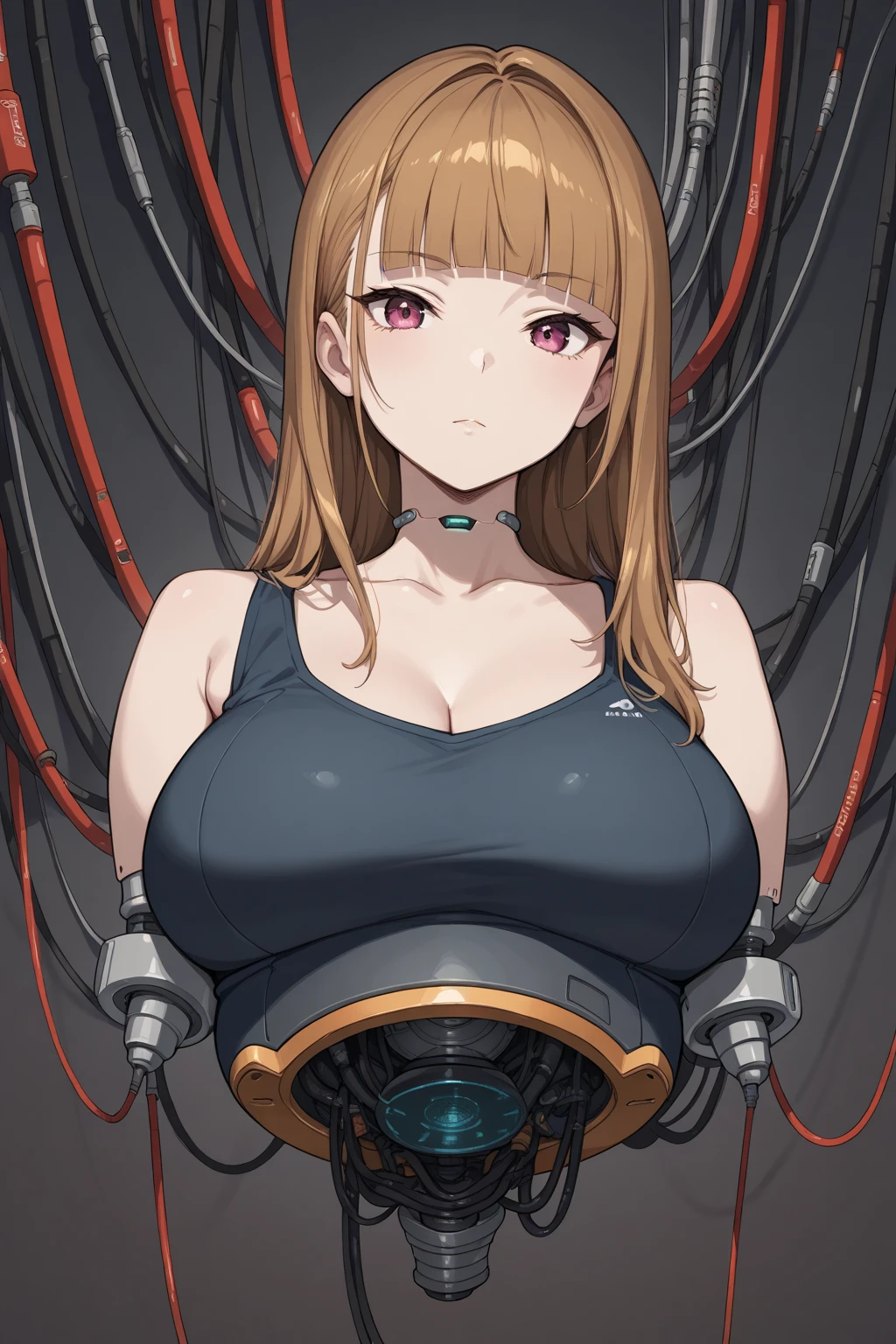 Breasts being sucked by a machine with tentacles in the background