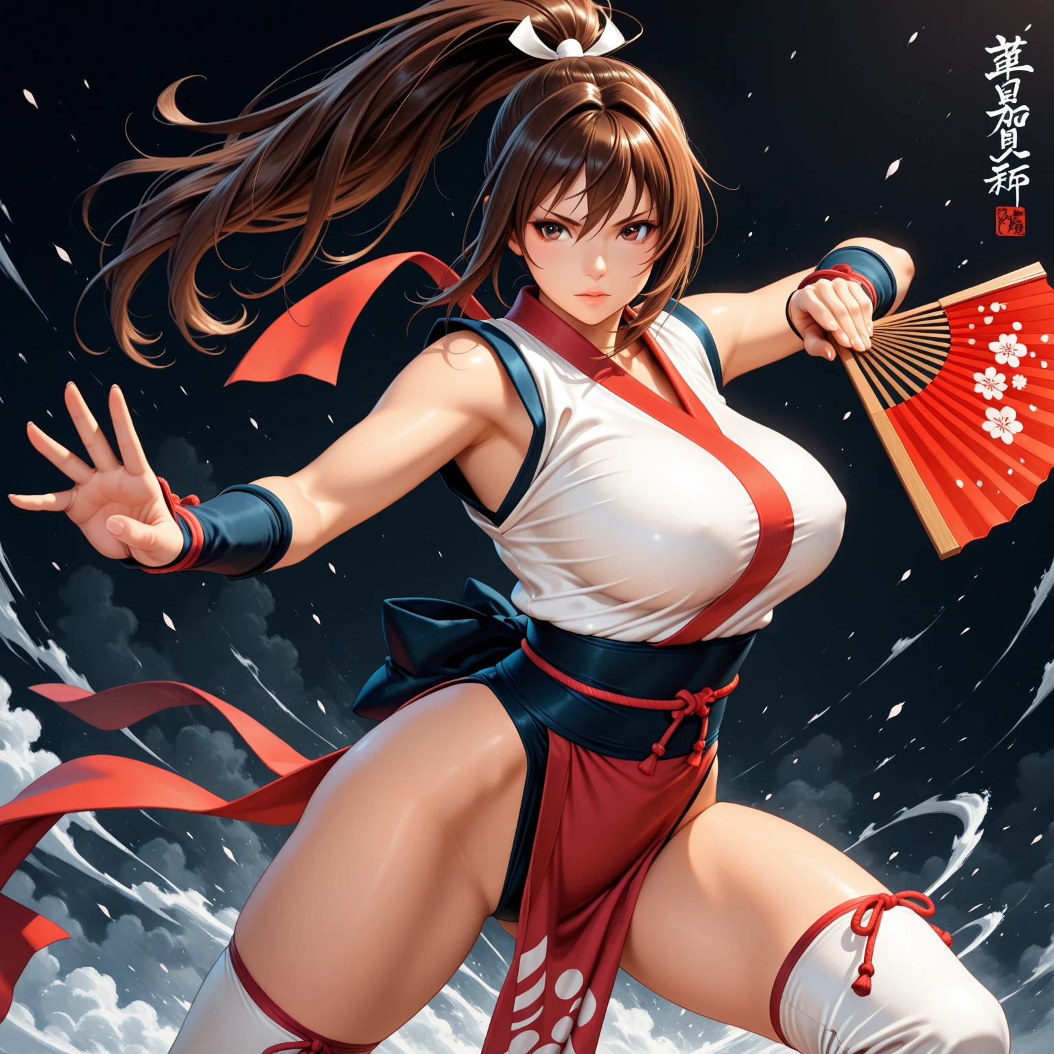 kasumi from "Dead or alive",Fighting posture,ninja clothes,anatomical correct:2,xill,solo