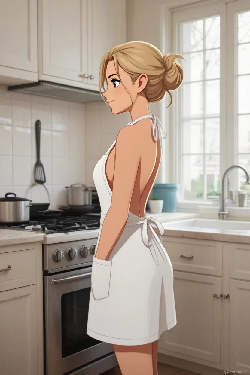 [[[[[[early pregnancy]]]]]], thin belly, girl, solo, best quality, very aesthetic, nsfw、scrawny, naked apron,,