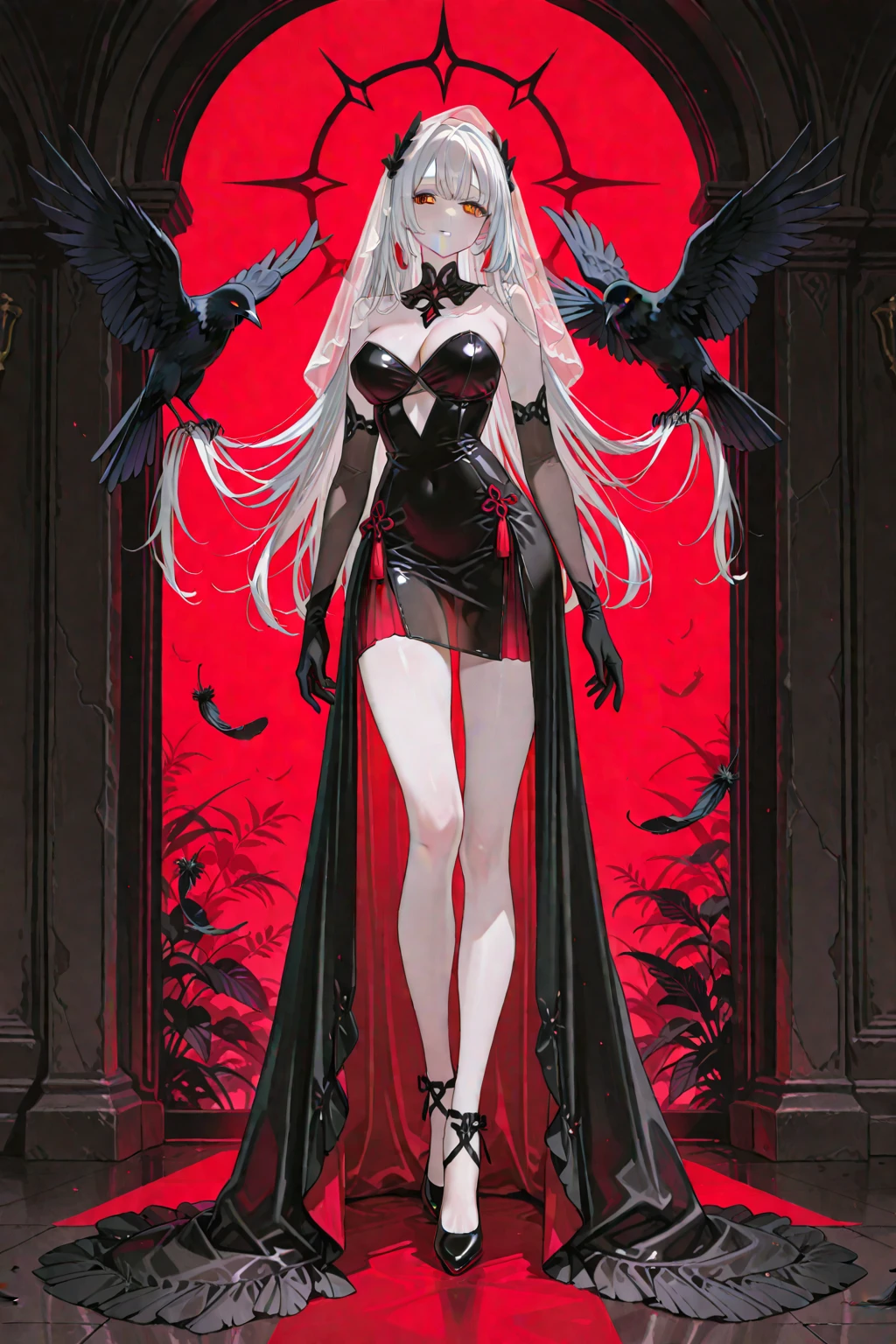  ((best quality)), ((masterpiece)), (detailed), 1girl, Character design, female, dynamic poses, long white grey hair, grey white eyes, very skinny, detailed, best quality, no accesoires around the neck, no shoes, prominent collarbones, skinny arms, flat stomach, visible hip bones, full body, blank white background, plain background, white background, red and white clothing, Bloodborne inspired, occult aesthetic, occult, detailed and intricate steampunk and detailed gothic, NSFW, Very dramatic and cinematic lighting, cosmic horror, grim-dark, side-lighting, perfect face, NSFW, Fluttering lace flared long knee length dress with frilly petticoats, knee length dress, pleated petticoats, petticoats gothic, complex lace boots, side-lighting, gothic aesthetic, wielding a mighty sword with mechanical components, mandalas, small breasts, a fairy, various different types of insect wings, NSFW, full body, whole body, body, plain background, white background, blank background, no background, white background NSFW, chains, full body, whole body, head-to-toe NSFW 