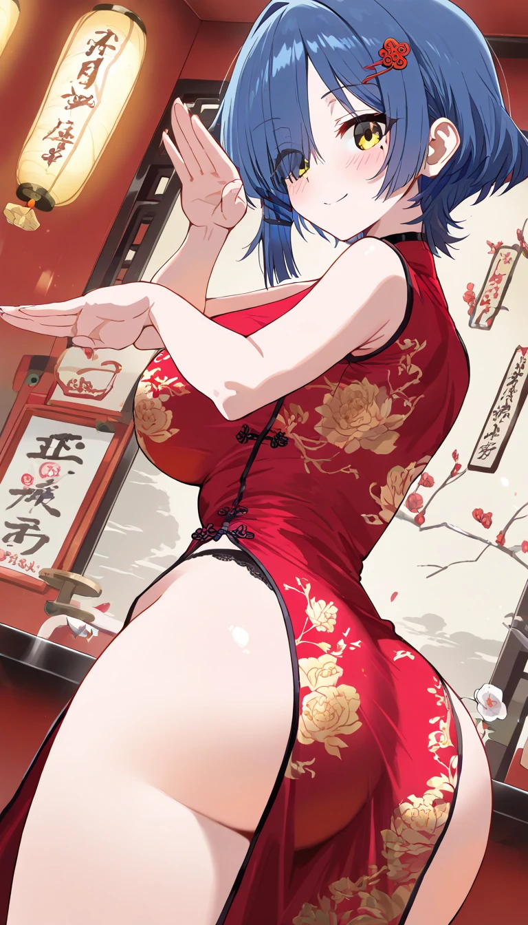 1girl, solo,((toddler)), (little female ,10yo,wide hip:1.3),gigantic breasts, oppai,
(short, , chibi:1.2), nsfw,revealing chinese ,china dress, (fusion of chinese_dress and highleg leotard:1.5),(wearing doctor's white gown),(((Chinese traditional patterns print on leotard))),Rose hair clasp,skindentation, white Clothes, ((no panties,exphosed groin)),white_background, absurdres, highres,akane, TendouAkane, ,cowboy shot,