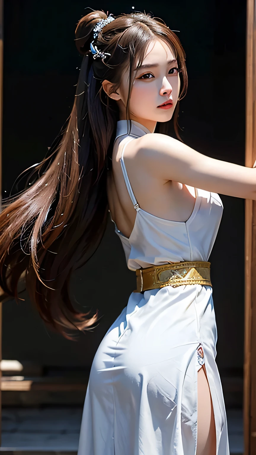 Mai Shiranui, (best quality, ultra-detalhado, Realistic:1.37), rosto delicado, rosto detalhado, Sweet smile expression, corpo perfeito, Textura ultrarrealista, Retrato, vivid colors, soft lighting