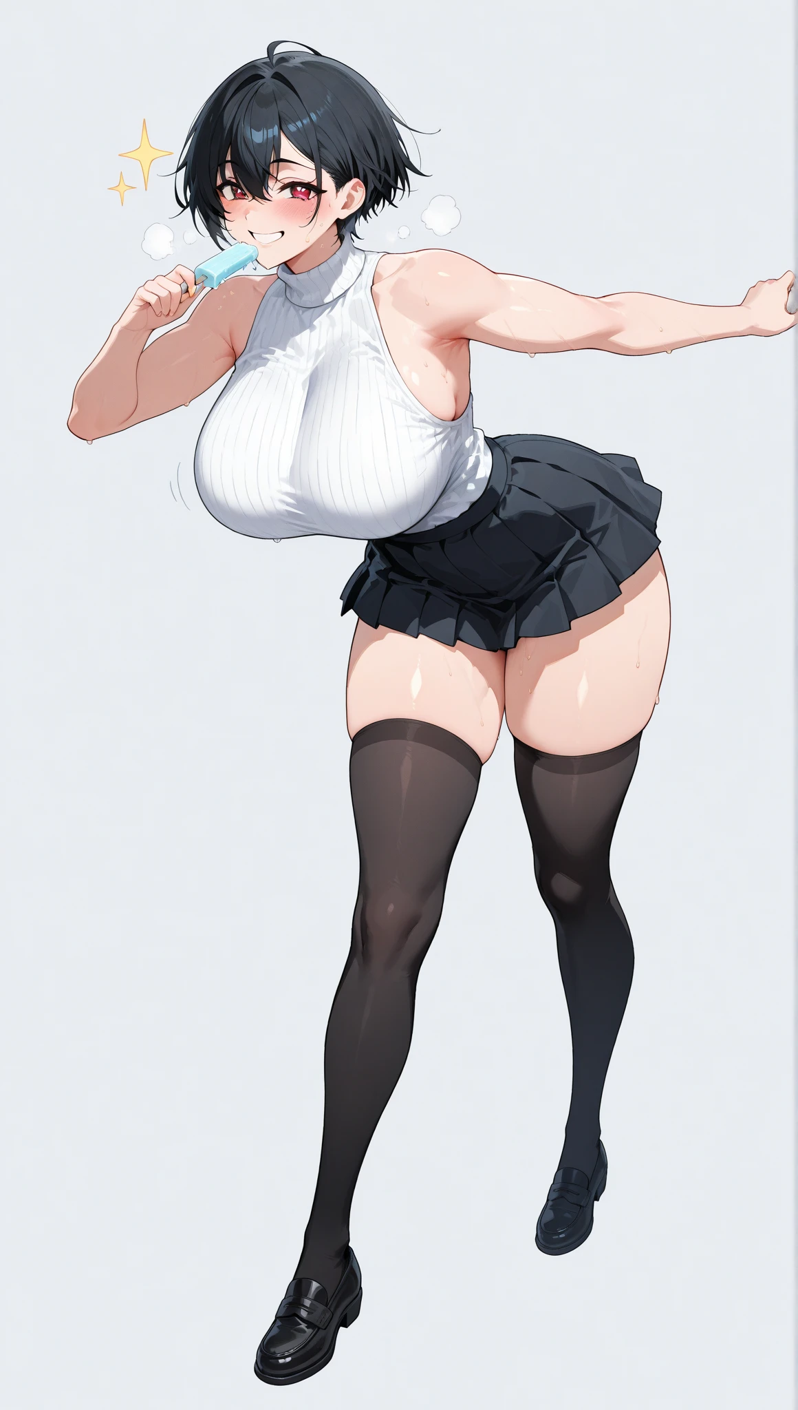 a cartoon of a woman standing on a lamppost with a man, Detailed legs hovering over you, muslos grandes, Oppai, black and white manga panel, thighs up close, quadris insanamente inflados, heavy gesture style closeup, thighs exposed!!!, Oppai proportions, (sfw) safe for work, detailed legs towering over you