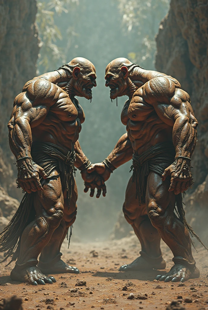 HD wallpaper of two naked men facing each other in hell